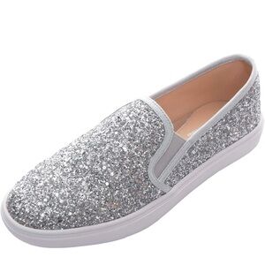 Sparkling Silver Slip-On Sneakers